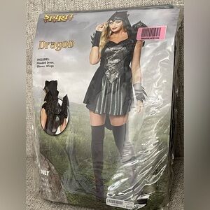 New Spirit Dragon Halloween Costume Hooded Large Adult Dress Gloves Wings